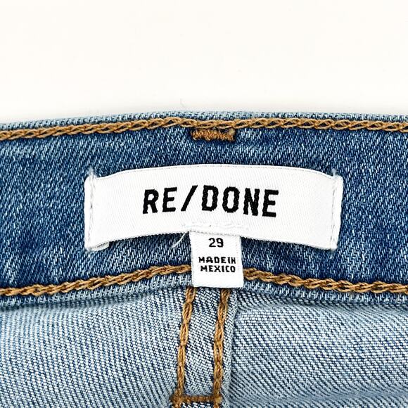 RE/DONE Mid Rise Wide Leg Crop Jeans Light Wash Raw Hem Women’s Size 29 - Picture 3 of 6